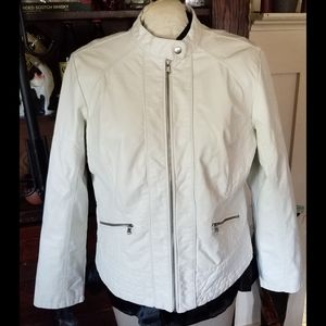 🌻dress barn white faux leather jacket